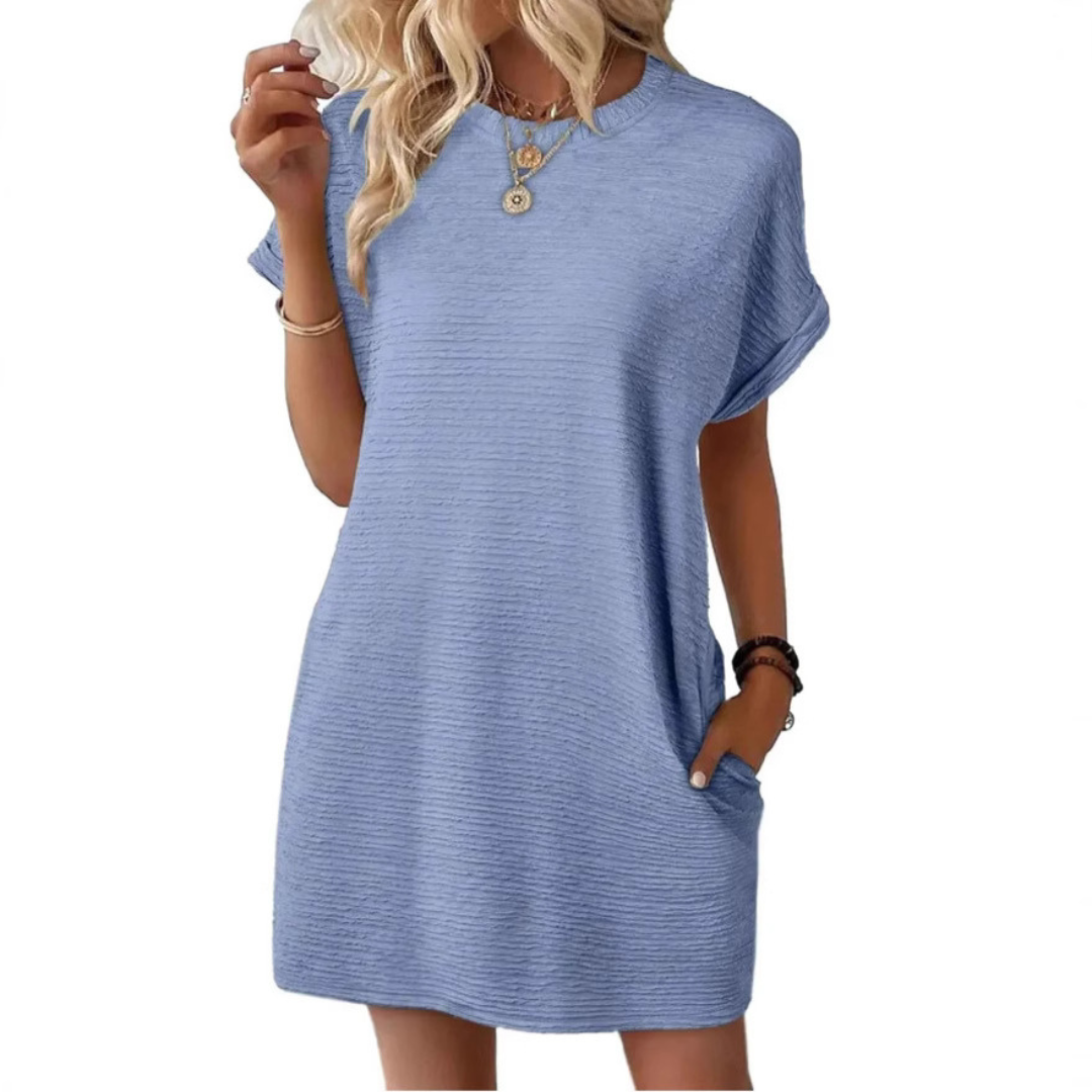 EVASHA – Casual Minimalist Round Neck Summer Dress